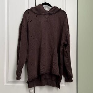 Free People Distressed Brown Hoodie